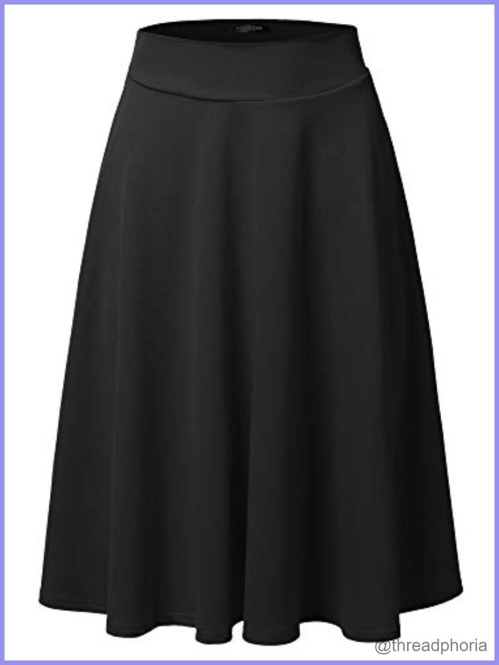 A-Line Midi Skirt High Waisted Flare Stretchy Elastic Waist